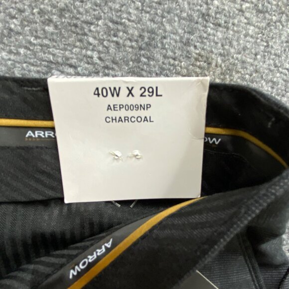 Arrow Pants Mens 40 x 29 Charcoal Dress Business Casual Modern Fit professional - Picture 4 of 10